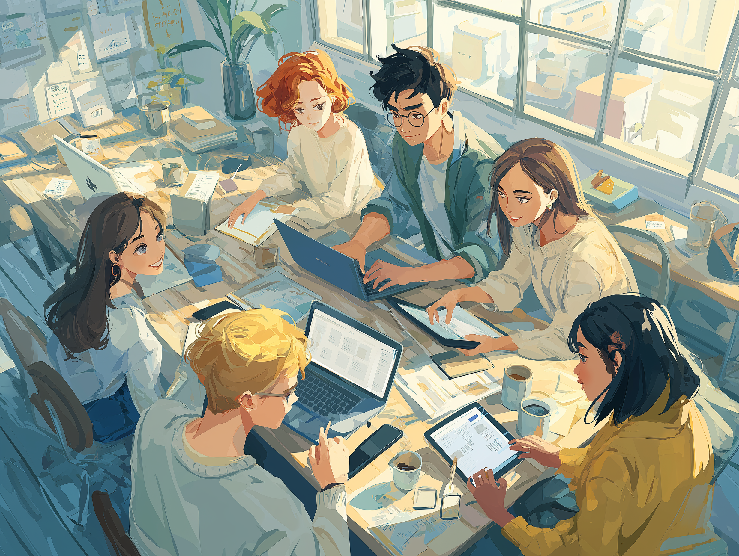 Une équipe de collaborateur en réunion autour d'une table.