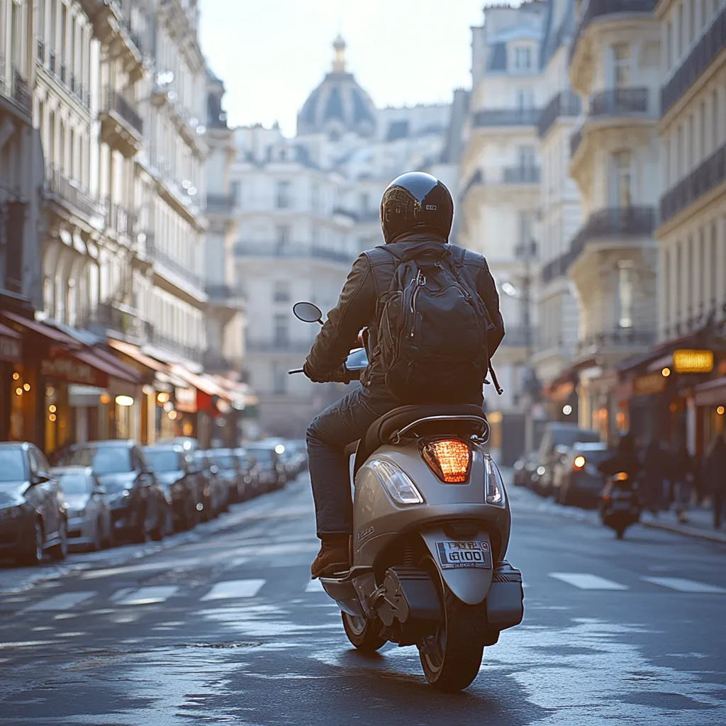 Jean Luc sur son scooter électrique.