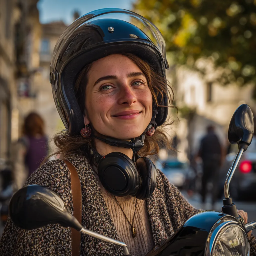 Noémi sur son scooter électrique.