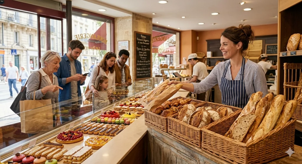 Serveuse dans une boulangerie