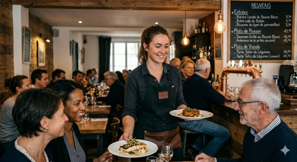 Serveuse dans une brasserie